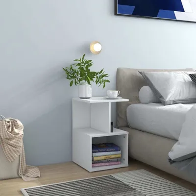Image de vidaXL Table de nuit blanc 35x35x55 cm bois composite