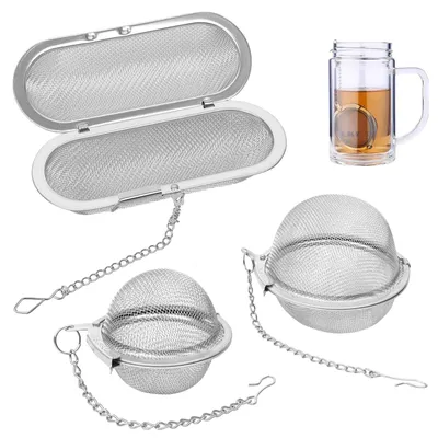 Teesieb-Set, 3-teilig, Edelstahl, mit Kette, 3 Größen