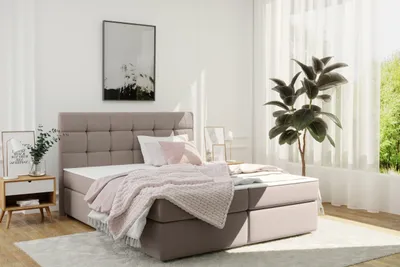 Produktbild von Kaiser Möbel Boxspringbett mit matratze und bettkasten, Schlafbett FADO stoff SORO Braun 160x200 cm