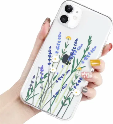 Obrázek produktu pro Kompatibilní s krytem iPhone 11, květinový vzor, průhledné pouzdro na mobil, průhledný měkký silikonový TPU nárazník, ochranný kryt pro iPhone 11, fialový