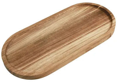 Image de Plateau de service en bois d'acacia - Ovale - 30 x 14 x 1,5 cm - Naturel
