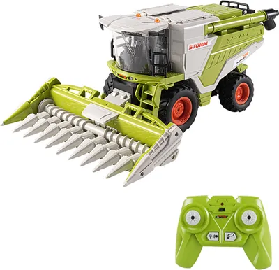 Produktbild von Ferngesteuertes Erntespielzeug, Spruehfarmspielzeug im Massstab 1:24 mit Maisschneidkopf, LED-Lichter, Soundeffekt, Geburtstagsgeschenk fuer Kinder und Jungen, Stil B