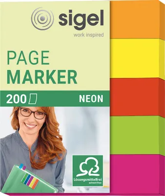 Immagine prodotto di SIGEL pennarello adesivo Neon HN655 12x50mm 200 fogli assortiti 5 pz./confezione.