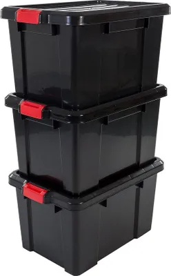 Obrázek produktu pro Plastové boxy 50 l, černé, stohovatelné, bez BPA