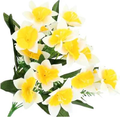 Produktbild von Dekolo Künstliche Blumensträuße Dekoration Zierpflanze Deko Narzissen Creme 35cm