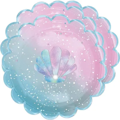 Produktbild von Pappteller mit Meerjungfrauen-Motiv, 24er Pack, Ø 23cm, für Kindergeburtstage und Feiern
