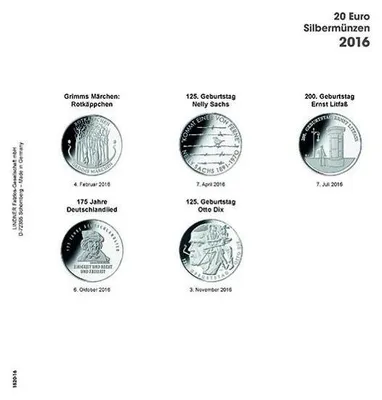 Produktbild von Lindner 1520-16 Vordruckblatt 20 Euro-Silbermünzen 2016