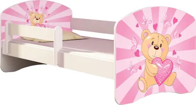 Immagine prodotto di ACMA letto per ragazzi letto per bambini completo di materasso a doghe e protezione anticaduta bianco 10 orsetto 160x80