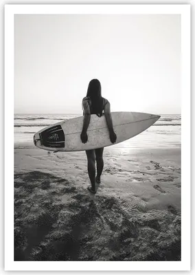 Produktbild von Poster - Poster ohne Rahmen - Frau Strand Surfen - 70x100 cm - Wand Bild - Wanddeko - Wandbilder - Kunstposter - Wandposter - Bilder - Kunstdruck - Wanddekoration - Wandbild - P2XPA70x100-5036