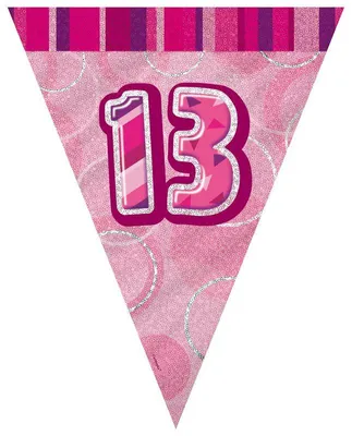 Produktbild von 13. Geburtstag | Wimpelkette pink