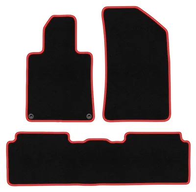 Productafbeelding van Velours automatten voor Peugeot 508 I 2010-2018 (sedan/stationwagen) – 3-delig, zwart/rood, op maat – Wielganizator CARLUX