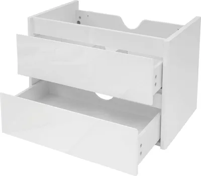 Image de Armoire sous lavabo HWC-B19, armoire sous lavabo salle de bain, haute brillance Soft-Close 50x60cm ~ blanc
