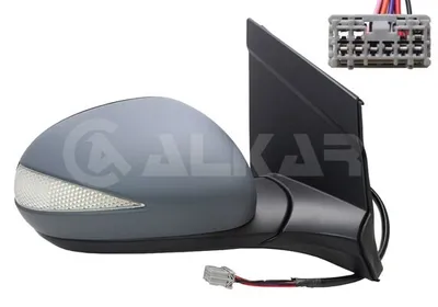 Produktbild von ALKAR 6140823 Außenspiegel Seitenspiegel Rechts für HONDA CIVIC VIII Hatchback (FN, FK) Beheizt Konvex Grundiert Elektrisch
