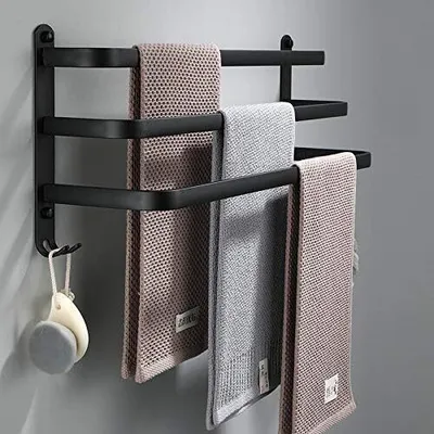 Produktbild von Handtuchhalter Bad 3 Tier Wandmontage Gebürstet Badetuchhalter 50 cm Handtuchstange 3-lagiger