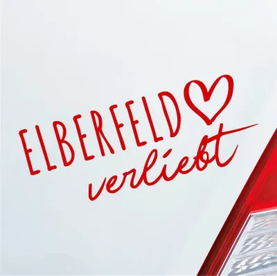 Produktbild von Auto Aufkleber Elberfeld verliebt Herz Stadt Heimat Liebe Car 19x8 cm Rot Sticker Heckscheibenaufkleber
