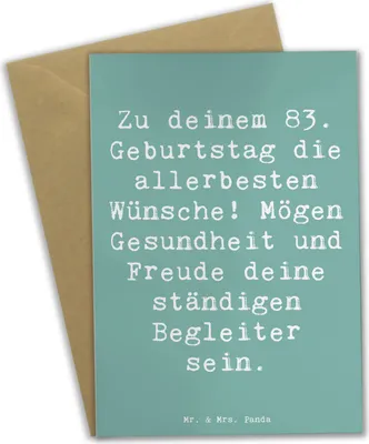 Produktbild von Mr. & Mrs. Panda Grußkarte Spruch 83. Geburtstag Glückwünsche - Meeresbrise - Geschenk, einladungskarten, Meilenstein, osterkarte, weihnachtskarten, dankeskarten, Alter