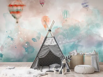 Produktbild von Vlies Fototapete Abstrakt 350x256 cm Vlies Tapeten Wandtapete XXL bunt Himmel Kinderzimmer Ballon Wolken e-A-0136-a-a