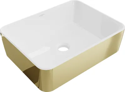 Produktbild von Mexen Catia Aufsatzwaschbecken 48 x 37 cm, Weiß/Gold - 21314806