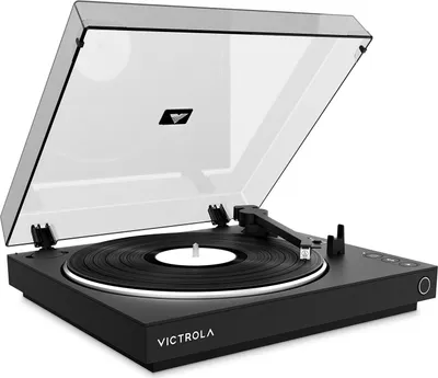 Produktbild von Victrola VPT-800-BLK, Audio-Plattenspieler mit Riemenantrieb, Schwarz, MDF-Platten, Kunststoff, 33 1/3,45 RPM, 33 1/3,45 RPM, 340 mm