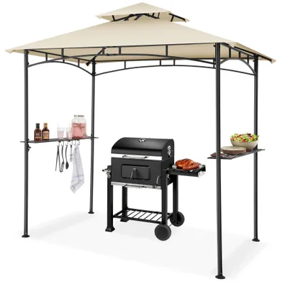 Produktbild von Grillpavillon Maracaibo wetterfest mit 2 Ablagen - Sand - UV Schutz 30+ - Doppeldach, pulverbeschichteter Stahl
