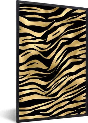 Produktbild von MuchoWow® Gerahmtes Poster Muster - Zebra - Gold 20x30 cm - Poster mit Schwarzem Bilderrahmen Wandposter Rahmen Foto Bilder - Drucken - Bilder Poster im Rahmen