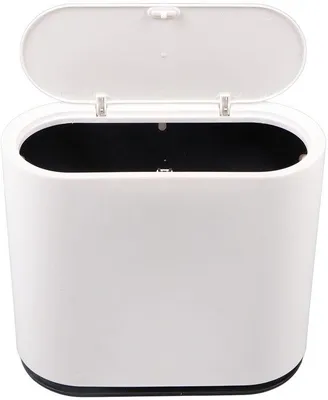 Image de Bac en plastique de 10 litres - Poubelle avec couvercle - Sûr pour les animaux de compagnie - Design épuré - Inclut un bac intérieur