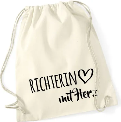 Produktbild von Huuraa Turnbeutel Richterin mit Herz 12 Liter Natural Baumwolle Rucksack Geschenkidee