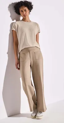 Produktbild von Street One Rundhalsshirt 'Shirt mit Streifenstruktur', A323151, moonstone sand, Gr. 36