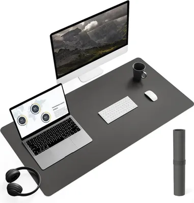 Zdjęcie produktu dla Podkładka pod mysz skórzana antypoślizgowa zamszowa 90x43cm ciemnoszara