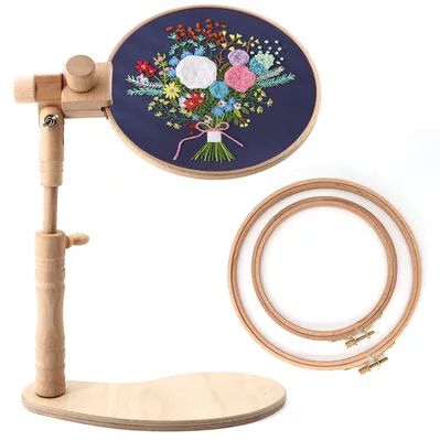 Holz-Stickrahmen-Ständer, verstellbar, mit 2 Ringen (16" & 8")