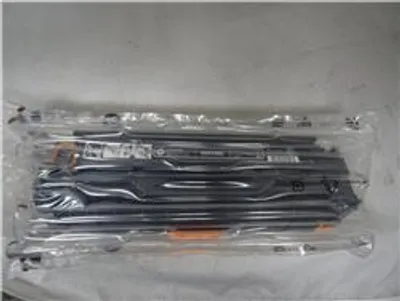 A toner cartridge is sealed in a clear plastic bag with air cushions.