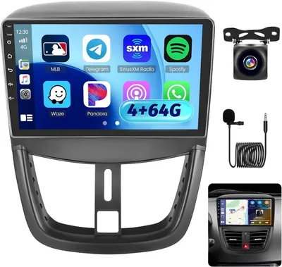 Imagen del producto de Radio para Peugeot 207 - Pantalla táctil de 9 pulgadas - Android 13 - CarPlay y Android Auto inalámbricos - Sistema DAB