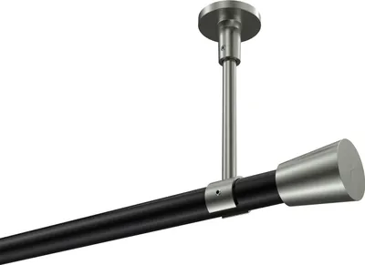 Produktbild von Interdeco Gardinenstange / Vorhangstange Schwarz / Edelstahl-Optik, Typ Sonette Sitra (Konus) ohne Ringe, Deckenmontage, 20 mm Ø 1-läufig, 440 cm