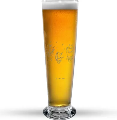 Produktbild von Mr. & Mrs. Panda Bierglas Waldtiere Aloha - Transparent - Geschenk, Igel, Bier Glas, Weißbierglas, Tiermotive, Hase, Tanzen, Weizenbier, Bär, Mr Mrs Weizenglas, Musik