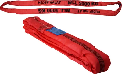 Produktbild von Rundschlinge 5000kg Tragkraft, 3m Umfang, endlos mit Polyesterkern, Hebegurt Hebeband, Rot