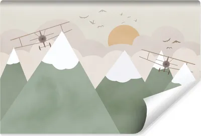 Produktbild von Muralo Vlies Fototapete für Kinder BERGE Flugzeuge Wolken Sonne Br. 208cm x Hö. 146cm
