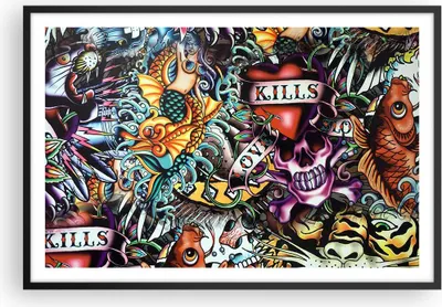 Produktbild von Gerahmtes Poster - Schwarzer Rahmen - Graffiti modern - 91,5x61 cm - Wand Bild - Wanddeko - Wandbilder - Kunstposter - Wandposter - Bilderrahmen - Bilder - Kunstdruck - Wandbild - P2BAA91x61-3759