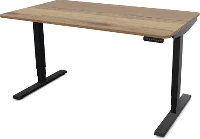 Produktbild von ASSMANN Elektrisch höhenverstellbarer Schreibtisch Y-Line Curved Eiche Tabak Schwarz, 140x80cm, Memoryfunktion, 2-fach-Motorik