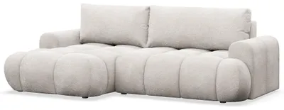 Produktbild von Selsey Ombo Mini - Ecksofa mit Schlaffunktion, Bettkasten und Plüsch-Bezug, Graubeige, links