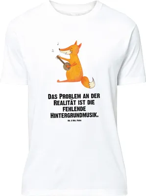 Produktbild von Mr. & Mrs. Panda Größe M T-Shirt Fuchs Gitarre - Weiß - Geschenk, Lagerfeuer, Shirt, Singen, Tshirt, Musik, Herren, Optimistisch, Sänger, mit Spruch