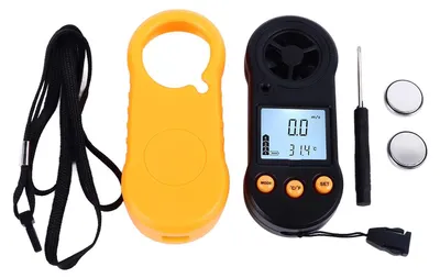 Obrázek produktu pro Digitální anemometr, LCD displej, ruční měřič rychlosti větru, zobrazení teploty, vestavěná baterie