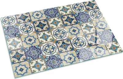 Produktbild von Mosaikmuster mit Blumen – Glasbodenplatte für – Kaminofen – Kaminplatte Glas – Schutzglas – Funkenschutzplatte –Glasbodenplatte Feuerfeste – Hitzeschutzplatte – Bodenschutz aus Glas – 100x70 cm