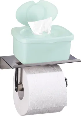 Zdjęcie produktu dla Uchwyt na papier toaletowy z półką, stal nierdzewna