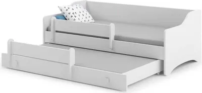 Zdjęcie produktu dla Łożko podwójne ERYK z szufladą i barierką 160x80 uchwyt biały