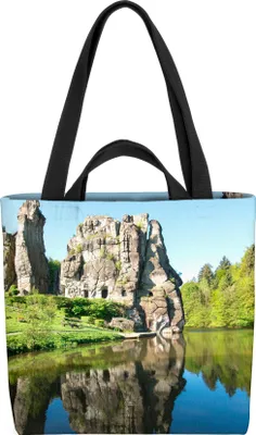 Produktbild von VOID Externsteine Teutoburger Wald Tasche 33x33x14cm,15l Einkaufs-Beutel Shopper Einkaufs-Tasche Bag