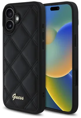 Image de Guess GUHCP16MPSQSQSK iPhone 16 Plus 6.7" noir hardcase Quilted Metal Logo Housse de protection