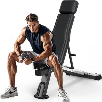 Immagine prodotto di Panca pesi e allenamento - AB600 - Pieghevole - Regolabile - Multifunzionale - Per allenamento di forza - Per uomo - Nero