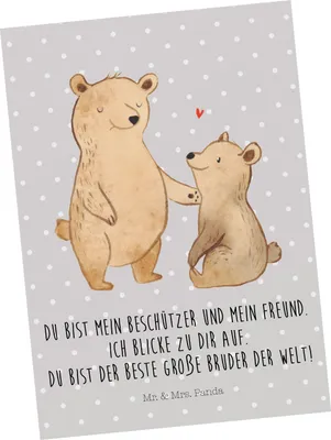 Produktbild von Mr. & Mrs. Panda bildkarte Bär Großer Bruder - Grau Pastell - Geschenk, Postkarte, Postkarten, Geschwister, Kunstkarten, Ansichtskarten, Grußkarte, Bären, Muttertag