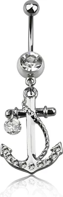 Produktbild von Bauchnabelpiercing Anker Anchor Zirkonia Kristall Bananabell Nabelpiercing klar
