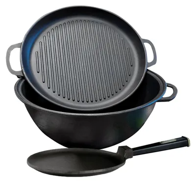 Produktbild von Kazan Gusseisen 15 Liter Grilldeckel und Crepespfanne Ø22 cm